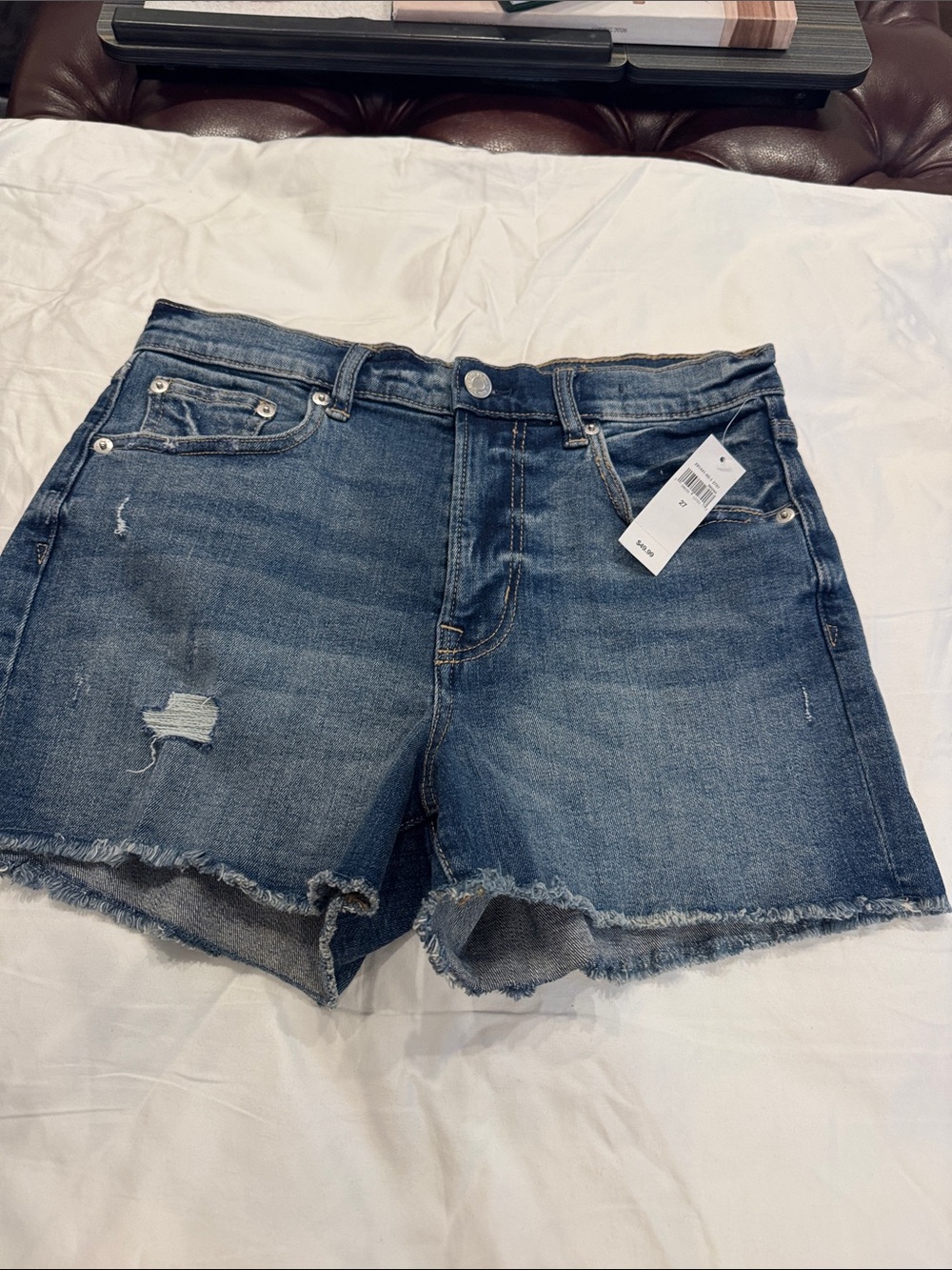 GAP Frayed Hem Blue Denim Shorts